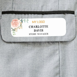 Etiqueta Para Nombres Logotipo de empresa rosa de oro floral