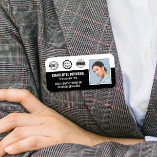 Etiqueta Para Nombres Logotipo de la empresa de fotos de empleados perso