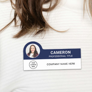 Etiqueta Para Nombres Logotipo de la empresa de fotos modernas azul mari