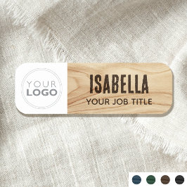 Etiqueta Para Nombres Logotipo de la empresa del empleado Madera marrón 