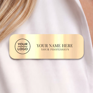 Etiqueta Para Nombres Logotipo dorado de lujo Imperdible magnético para 