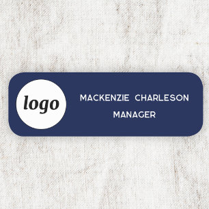 Etiqueta Para Nombres Logotipo Empleado Navy Blue Business