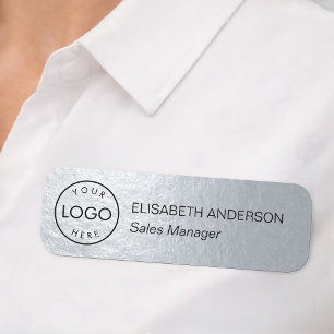 Etiqueta Para Nombres Logotipo empresarial elegante gris metálico falso