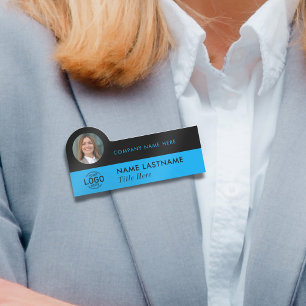 Etiqueta Para Nombres Logotipo Fotografía Elegante Sleek Sky Blue Black 