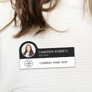 Etiqueta Para Nombres Logotipo Negro de Empresa Moderna Foto Magnética
