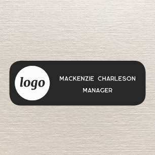Etiqueta Para Nombres Logotipo Personal Empleados Negro Magnético o Pin
