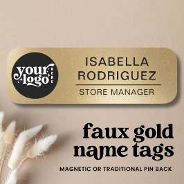 Etiqueta Para Nombres Logotipo personalizado Empleado Magnético Pin Faux