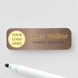 Etiqueta Para Nombres Logotipo personalizado Empleado marrón y negro Ten