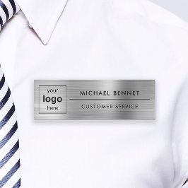 Etiqueta Para Nombres Logotipo personalizado gris plata profesional empr