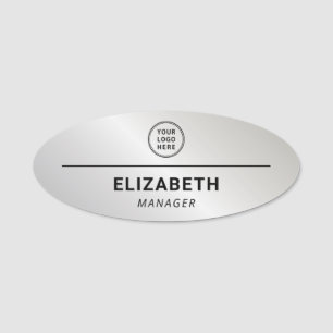 Etiqueta Para Nombres Logotipo Profesional Empleado Plata