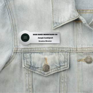 Etiqueta Para Nombres Logotipo Profesional Empleado Plateado Metálico