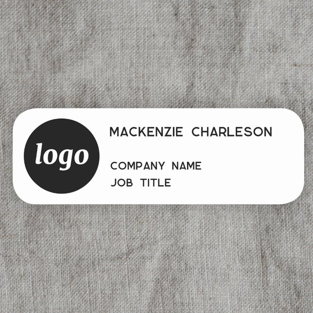 Etiqueta Para Nombres Logotipo simple Minimalista (Logo with text business promotional magnetic or pin company name tag label)