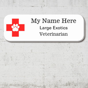 Etiqueta Para Nombres Logotipo Veterinario Esquina redonda de 3 líneas