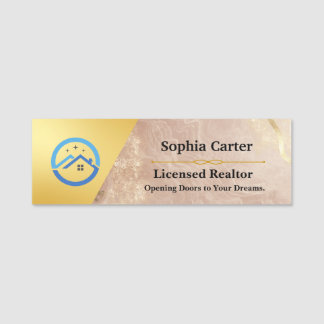 Etiqueta Para Nombres Luxury Real Estate Realtor Name Tag | Marble look