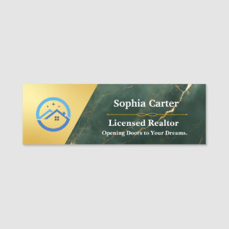 Etiqueta Para Nombres Luxury Real Estate Realtor Name Tag | Marble look