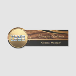 Etiqueta Para Nombres Luxury Wood Black Gold Name Tag