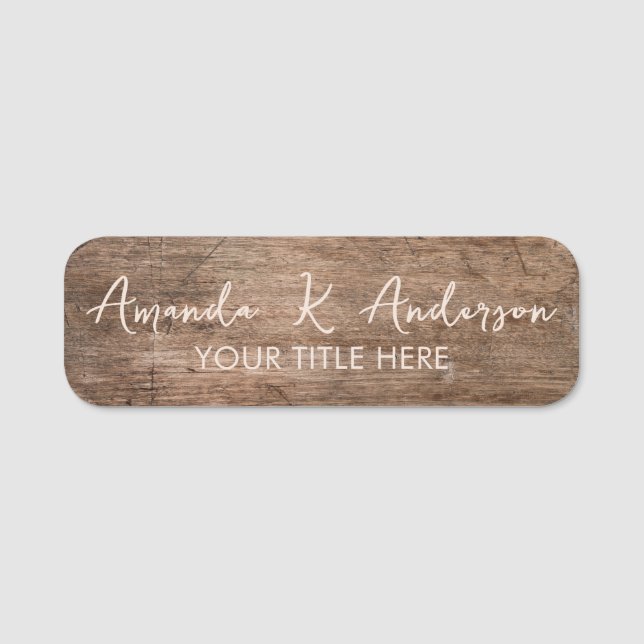 Etiqueta Para Nombres Madera Rústica Personalizada  (Anverso)