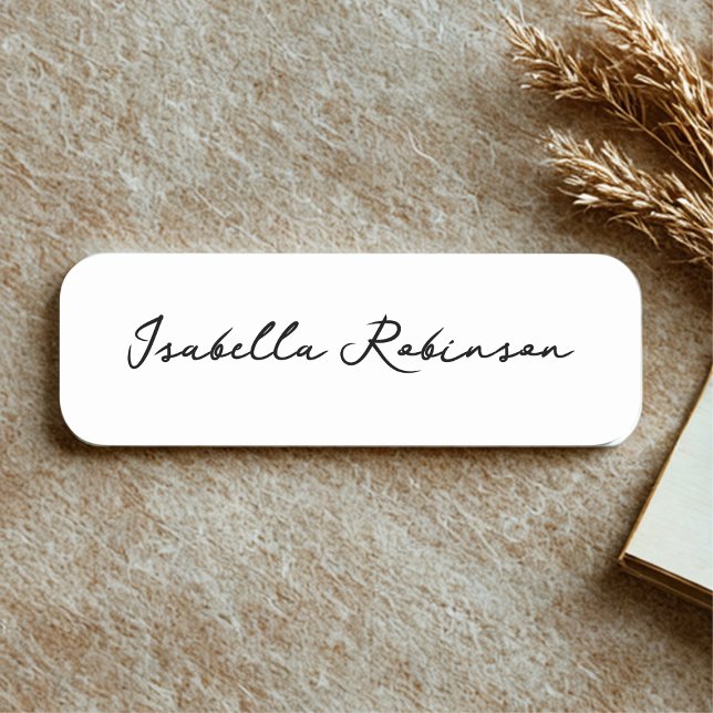 Etiqueta Para Nombres Magnético de empleados estilosos modernos escritos (Modern Handwritten Stylish Employee Magnetic Name Tag)