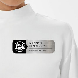 Etiqueta Para Nombres Magnético del logotipo de plata metálica negra par