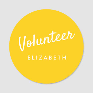 Etiqueta Para Nombres Magnético del voluntario amarillo retro