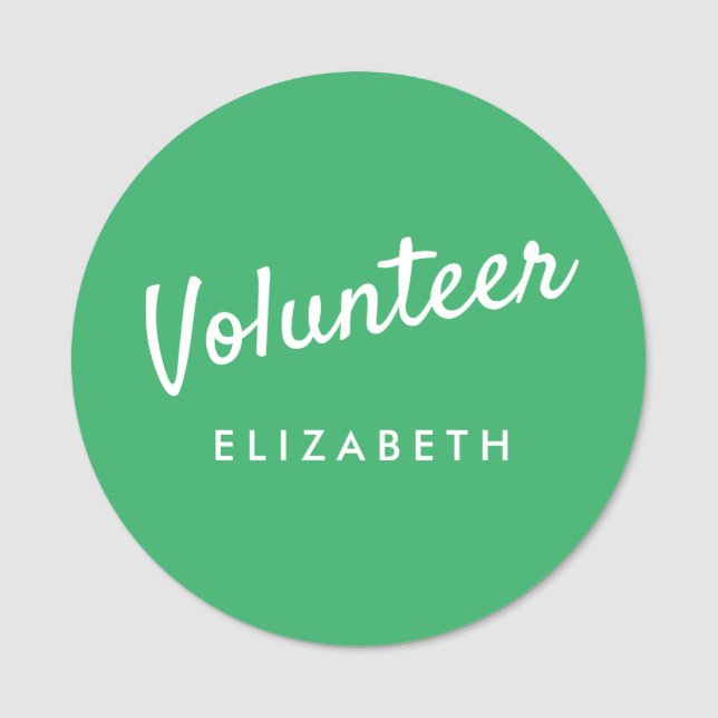 Etiqueta Para Nombres Magnético del voluntario verde retro (Anverso)