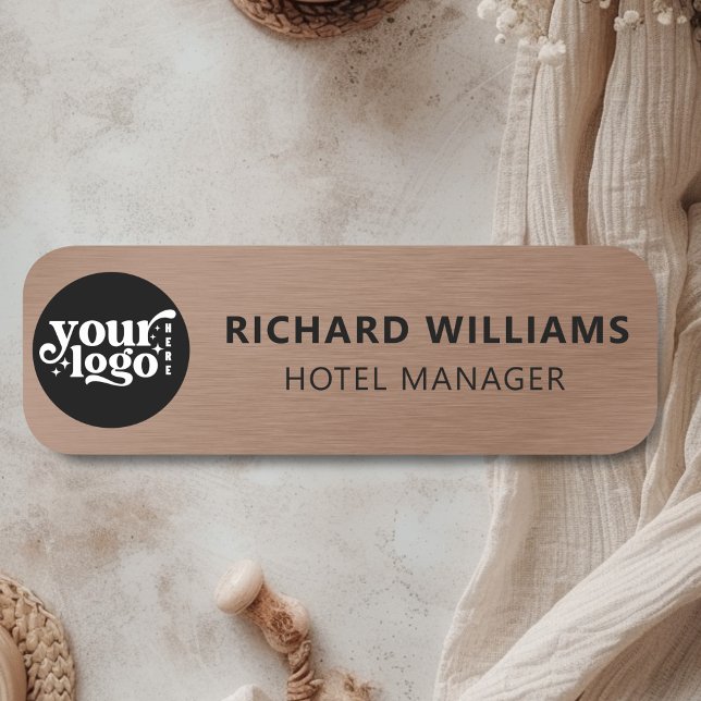 Etiqueta Para Nombres Magnético personalizado | Empleado de Pin Faux Bro (Custom Magnetic | Safety Pin Faux Bronze Employee Name Tag)