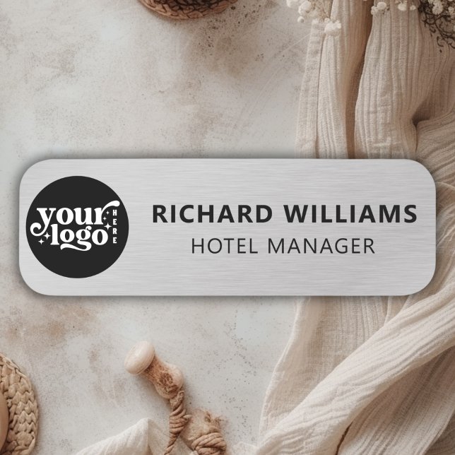 Etiqueta Para Nombres Magnético personalizado | Empleado de Plata de Pin (Custom Magnetic | Safety Pin Faux Silver Employee Name Tag)