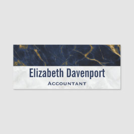 Etiqueta Para Nombres Marble azul marino y oro moderno estilo