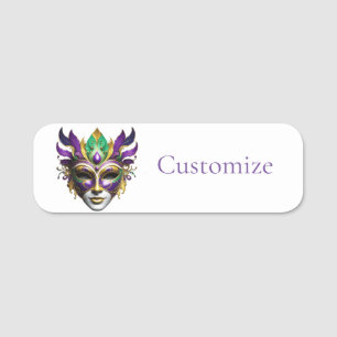 Etiqueta Para Nombres Mardi Gras Mask Thunder_Cove