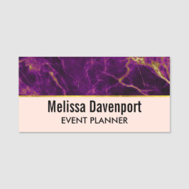 Etiqueta Para Nombres Mármol abstracto moderno púrpura y dorado