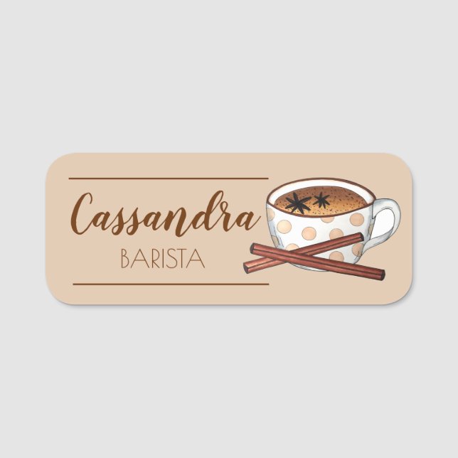 Etiqueta Para Nombres Masala Chai Tea Latte Teacup Café indio (Anverso)