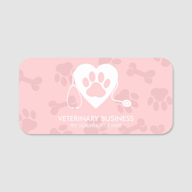 Etiqueta Para Nombres Mascota de Stethoscope Médica Veterinario (Anverso)