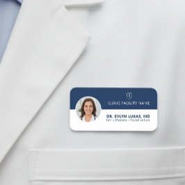 Etiqueta Para Nombres Medical Doctor Photo Navy Blue Minimalist