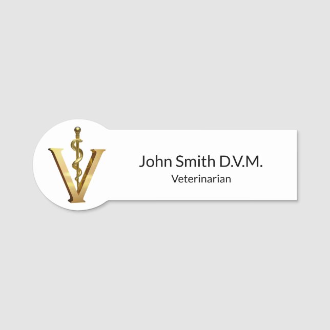 Etiqueta Para Nombres Medicina Veterinaria Elegant Gold V Vet Asclepius (Anverso)
