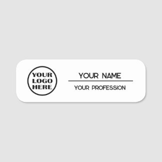 Etiqueta Para Nombres Minimalist Black & White Professional NameTag Logo