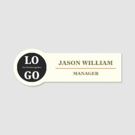 Etiqueta Para Nombres Minimalist Ivory Custom Logo Employee 