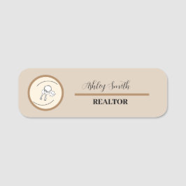 Etiqueta Para Nombres Minimalista personalizado de color beige