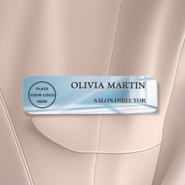 Etiqueta Para Nombres Modern Blue Sunbeam Magnetic Name Badge Custom