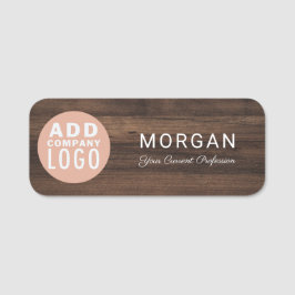 Etiqueta Para Nombres Modern Business Logo Rustic Wood Look Employees