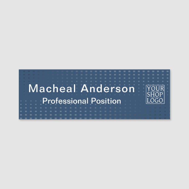 Etiqueta Para Nombres Modern Chic Business Logo Blue (Anverso)