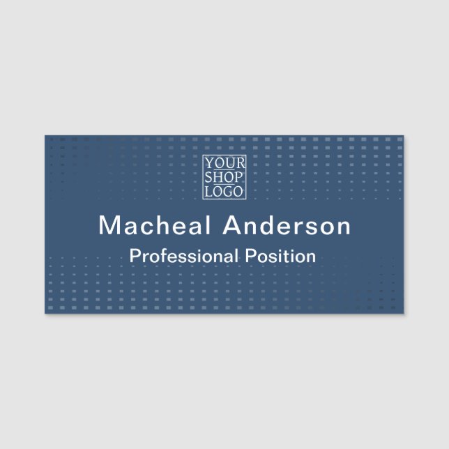Etiqueta Para Nombres Modern Chic Business Logo Blue (Anverso)
