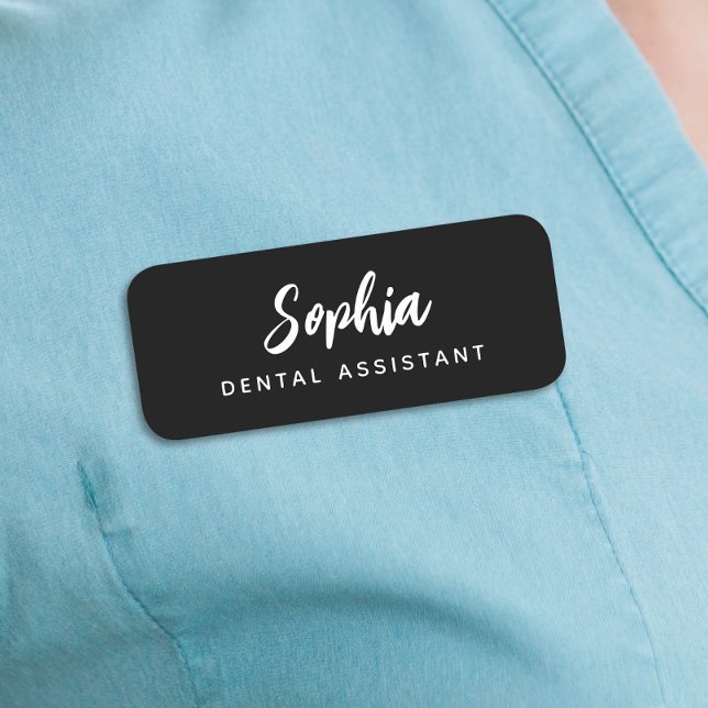 Etiqueta Para Nombres Modern Dental Assistant Script Name Black Name (Subido por el creador)