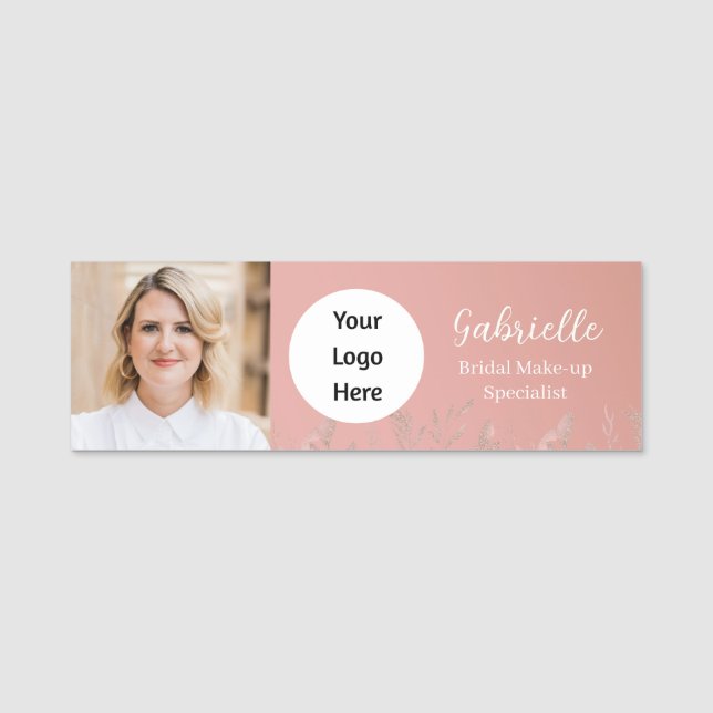 Etiqueta Para Nombres Modern Dusty Rose Botanical Photo Script   (Anverso)