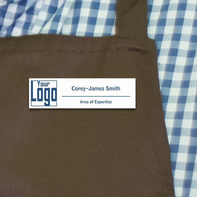 Etiqueta Para Nombres Modern Logo Expertise Classic White Blue (Modern Logo Expertise Classic White Blue Name Tag)