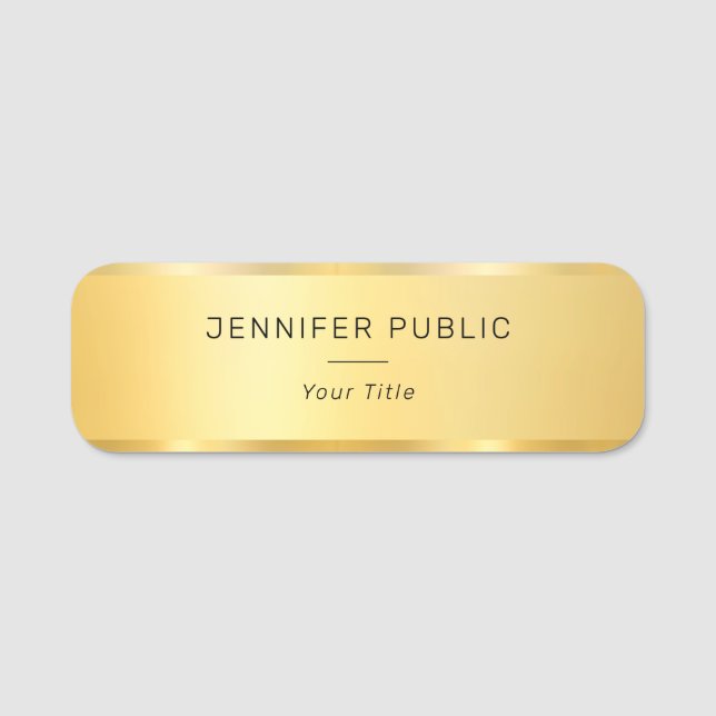 Etiqueta Para Nombres Moderna plantilla de vidrio Trendy Faux Gold Emple (Anverso)