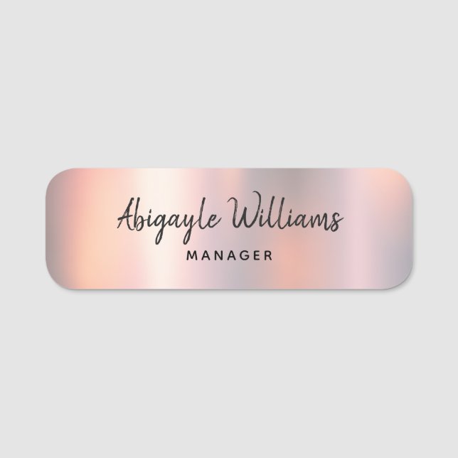 Etiqueta Para Nombres Moderna Rubor Shimmer Metallic Girly (Anverso)
