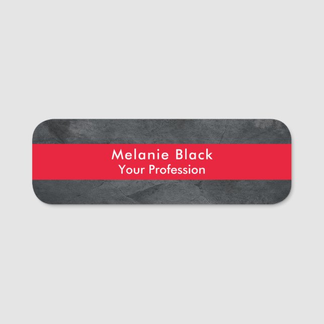 Etiqueta Para Nombres Moderno estilo profesional gris rojo (Anverso)