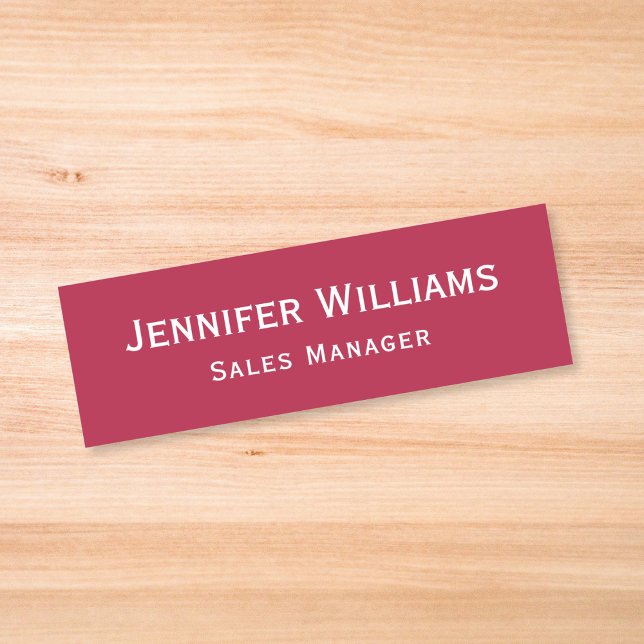 Etiqueta Para Nombres Moderno Magenta Red Profesional Business Executive (Modern Magenta Red Professional Business Executive Name Tag)