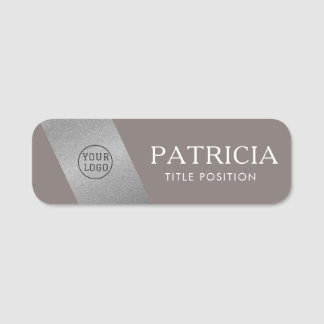 Etiqueta Para Nombres Moderno Purpurina de Gris y Plata de Moda