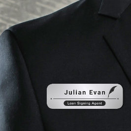 Etiqueta Para Nombres Moderno satén faux Silver Notario Ícono de la píld